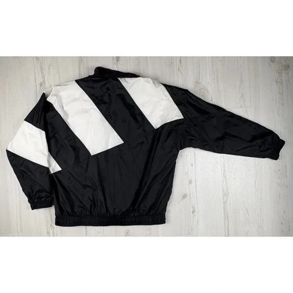 VNTG 90s Adidas Jacket Men XXL Black & White Striped Bold "adidas" Color Block - Picture 3 of 12
